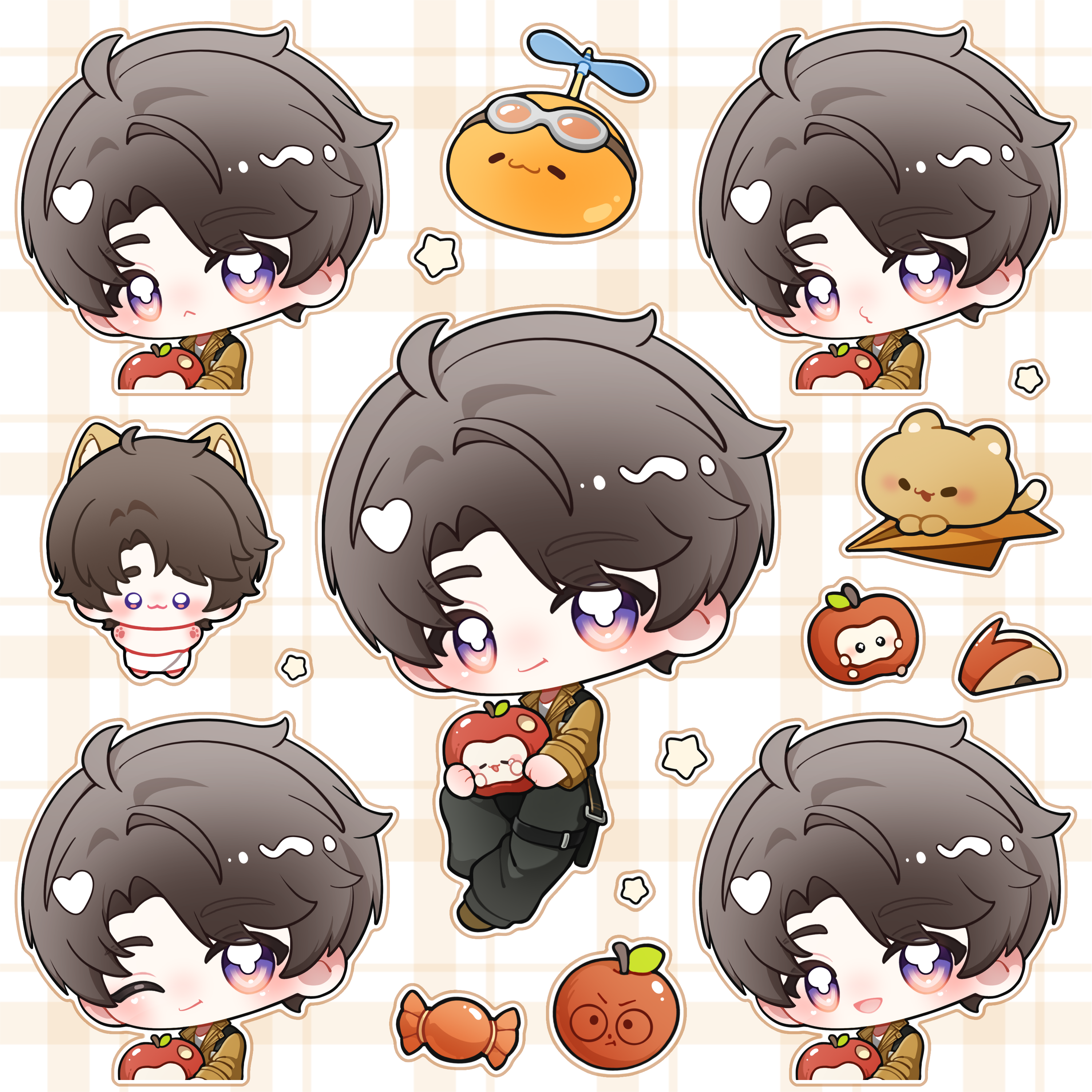 Love and Deepspace Chibi Series – Sticker Pack  Featuring characters from Love and Deepspace including Xavier, Zayne, Rafayel, Sylus, Caleb.